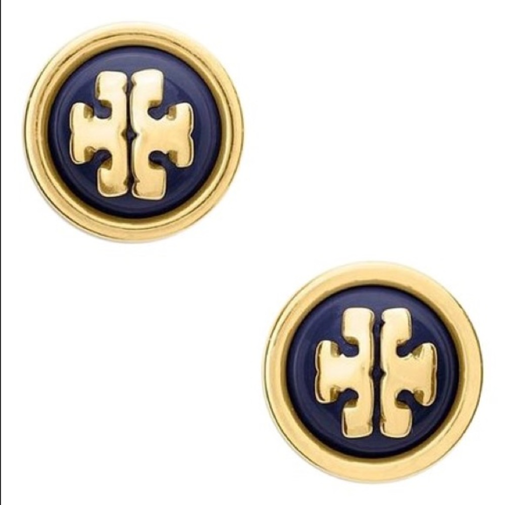 Navy Stud New Melodie Logo Earrings